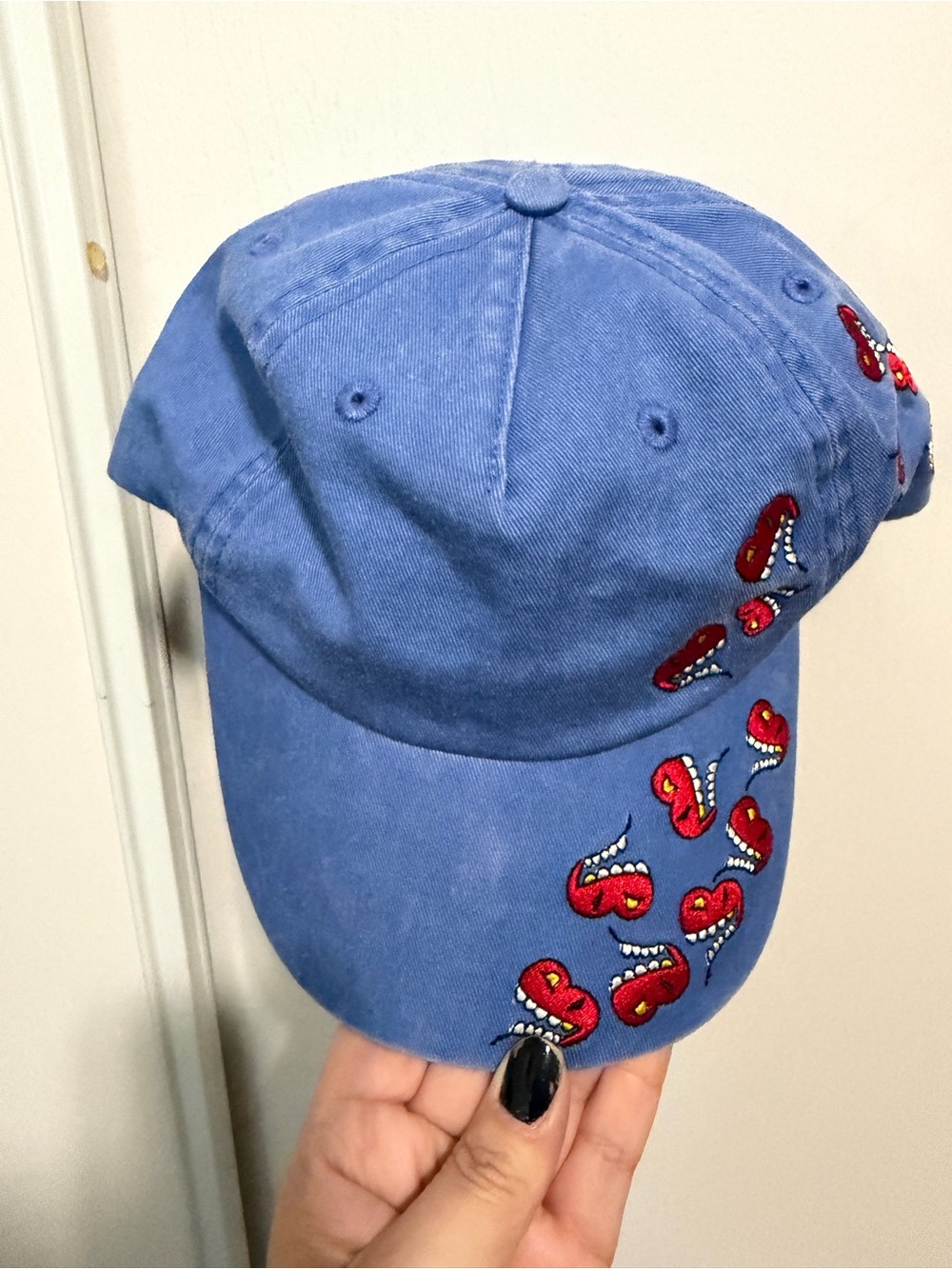 Heart on Sleeve Collection Blue Embroidered Heart Cap